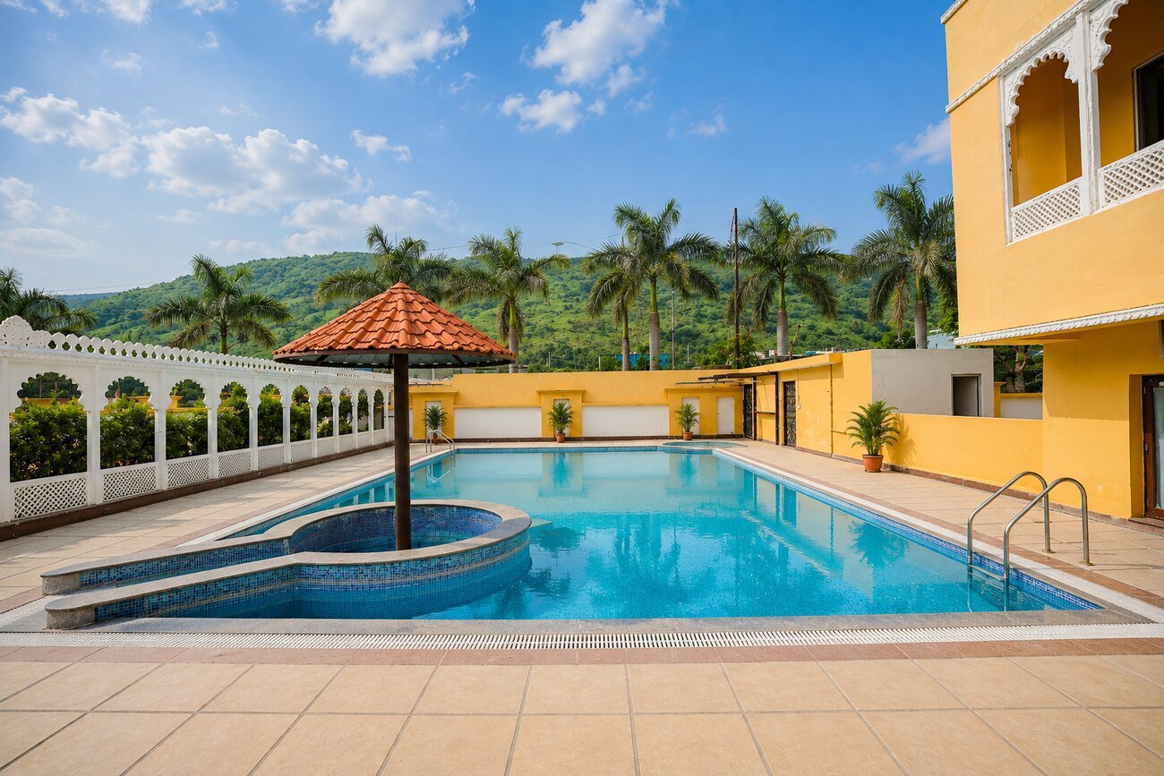 Poolside at sunset